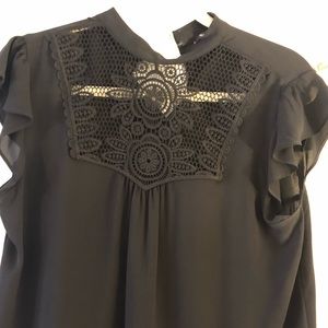 Express black sheer lace top